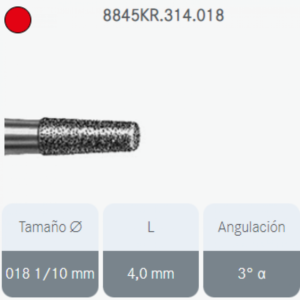 FRESA DIAMANTE TRONCOCONICA BORDE REDONDO GRANO FINO 8845KR.314.018 KOMET