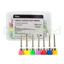 ESCOBILLAS PARA PROFILAXIS NYLON COPA NEON X100 UNIDADES ZT DENTAL